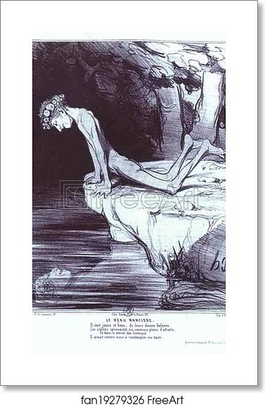 Free art print of The Beautiful Narcissus. From the "Ancient History" Series by Honoré Daumier Free art print of The Beautiful Narcissus. From the "Ancient History" Series by Honoré Daumier