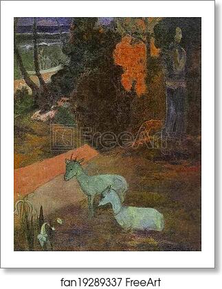 Free art print of Tarari maruru (Landscape with Two Goats) by Paul Gauguin