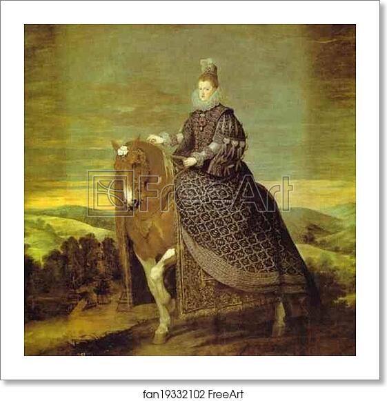 Free art print of Queen Margarita on Horseback by Diego Velázquez