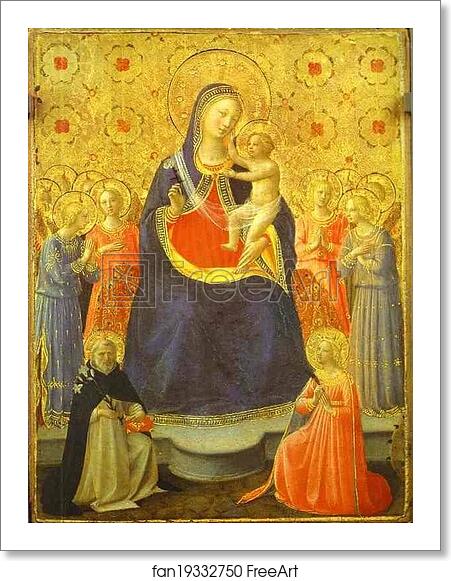 Free art print of Madonna with Angels and the Saints Dominic and Catherine by Fra Angelico