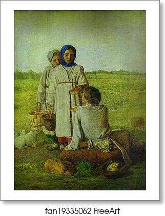 Free art print of Peasant Children in the Field by Alexey Venetsianov