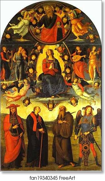 Free art print of The Assumption of the Virgin with Saints by Pietro Perugino