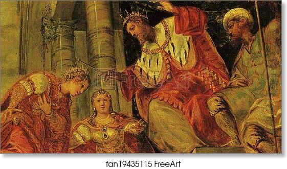 Free art print of Esther before Ahasuerus. Detail by Jacopo Robusti, Called Tintoretto