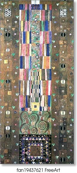 Free art print of Cartoon for the frieze in the Villa Stoclet in Brussels. Separate decorated panel: left part of the Tree of Life by Gustav Klimt