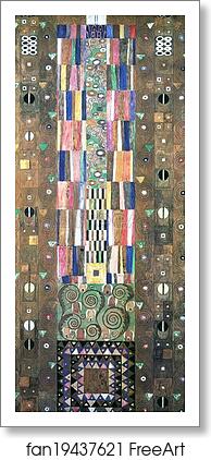 Free art print of Cartoon for the frieze in the Villa Stoclet in Brussels. Separate decorated panel: left part of the Tree of Life by Gustav Klimt