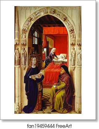 Free art print of St. John Altarpiece. The Birth of St. John the Baptist. Left wing by Rogier Van Der Weyden