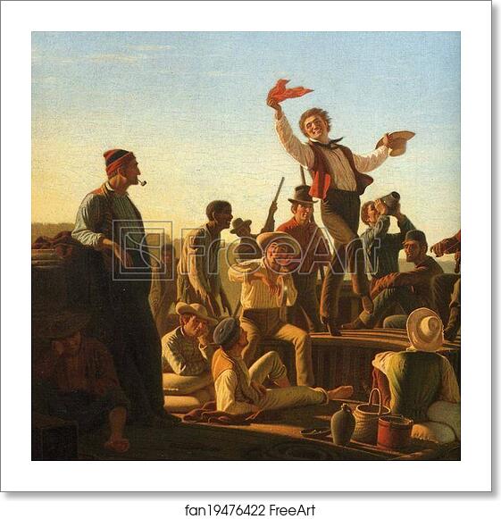 Free art print of Jolly Flatboatmen in Port. Detail by George Caleb Bingham Free art print of Jolly Flatboatmen in Port. Detail by George Caleb Bingham