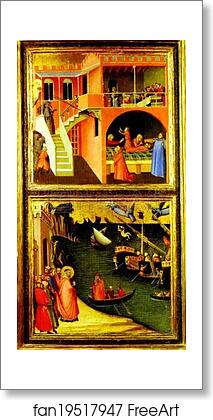Free art print of St. Nicholas Revives a Boy and St. Nicholas Saves Mira from Famine by Ambrogio Lorenzetti