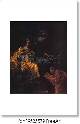 Free art print of Haman Begging Esther for Mercy by Rembrandt Harmenszoon Van Rijn