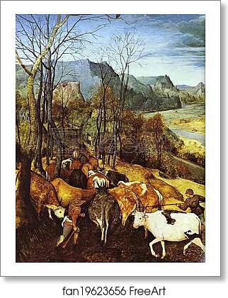Free art print of The Return of the Herd (November). Detail by Pieter Bruegel The Elder