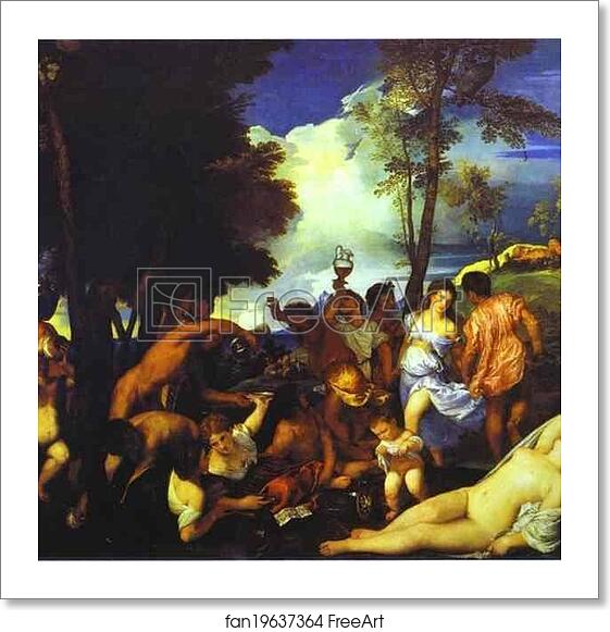 Free art print of Bacchanal of the Andrians by Titian