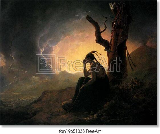 Free art print of The Widow of an Indian Chief Watching the Arms of Her Deceased Husband by Joseph Wright Of Derby