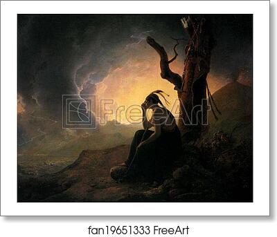 Free art print of The Widow of an Indian Chief Watching the Arms of Her Deceased Husband by Joseph Wright Of Derby