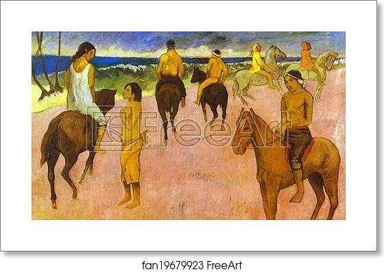 Free art print of Horsemen on the Beach by Paul Gauguin