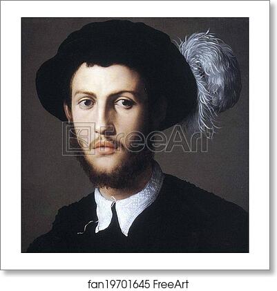 Free art print of Portrait of Young Man in a Hat with a Feather. Detail by Agnolo Bronzino