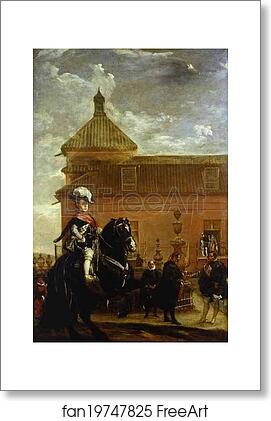 Free art print of Prince Baltasar Carlos with the Count-Duke of Olivares at the Royal Mews by Diego Velázquez