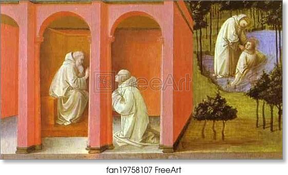 Free art print of St. Benedict Orders St. Maurus to the Rescue of St. Placidus by Fra Filippo Lippi