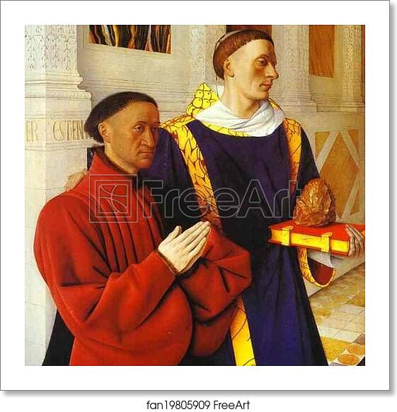 Free art print of Diptych de Moulin. Etienne Chavalier Presented by St. Stephen. Right panel by Jean Fouquet