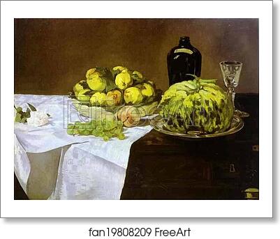 Free art print of Still Life with Melon and Peaches by Edouard Manet