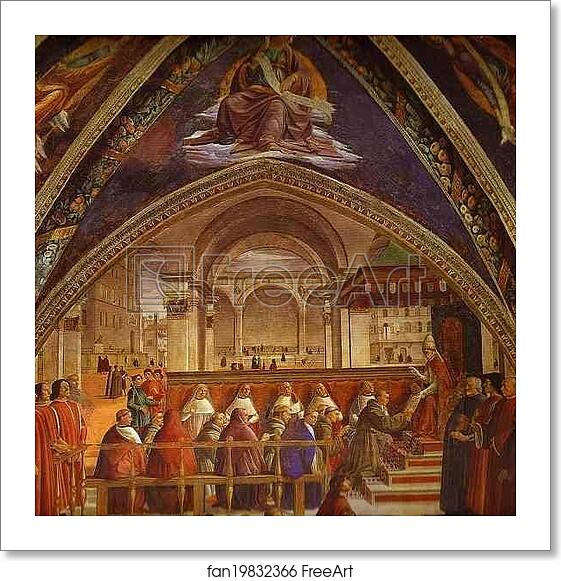 Free art print of The Confirmation of the Rule of the Order of St. Francis by Pope Honorius III by Domenico Ghirlandaio