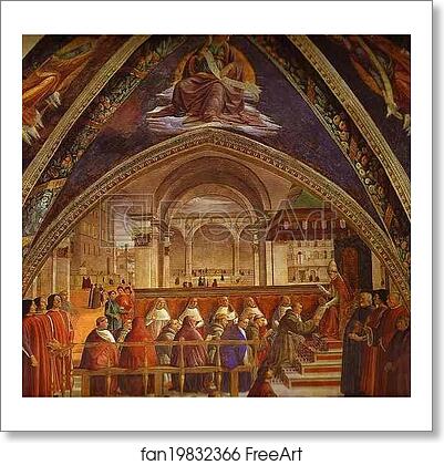 Free art print of The Confirmation of the Rule of the Order of St. Francis by Pope Honorius III by Domenico Ghirlandaio Free art print of The Confirmation of the Rule of the Order of St. Francis by Pope Honorius III by Domenico Ghirlandaio