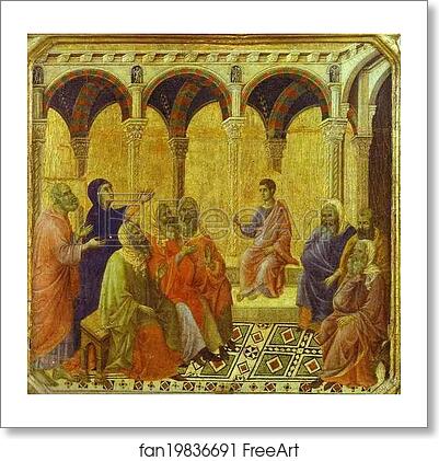 Free art print of Maestà (front, predella, detail of) Christ Disputing with the Scribes by Duccio Di Buoninsegna Free art print of Maestà (front, predella, detail of) Christ Disputing with the Scribes by Duccio Di Buoninsegna