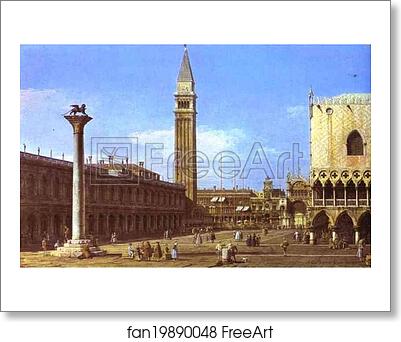 Free art print of Venice; The Piazzzetta towards the Torre del'Orologio by Giovanni Antonio Canale, Called Canaletto