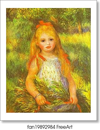 Free art print of Little Girl Gleaning by Pierre-Auguste Renoir