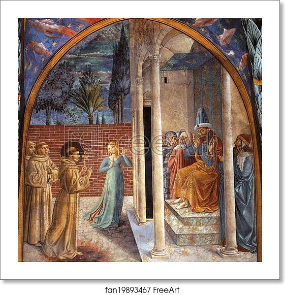 Free art print of Trial by Fire Before the Sultan by Benozzo Gozzoli