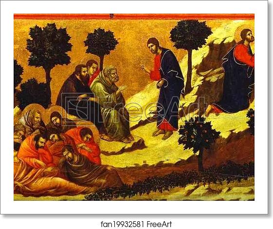 Free art print of Maestà (back, central panel) The Prayer on the Mount of Olives by Duccio Di Buoninsegna