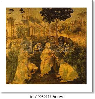 Free art print of Adoration of the Magi by Leonardo Da Vinci