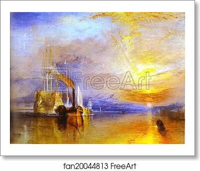 Free art print of The Fighting Temeraire Tugged to Her Last Berth to Be Broken up by Joseph Mallord William Turner
