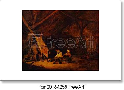 Free art print of Children Playing in a Barn by Isaack Van Ostade
