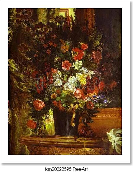 Free art print of A Vase of Flowers on a Console by Eugène Delacroix Free art print of A Vase of Flowers on a Console by Eugène Delacroix