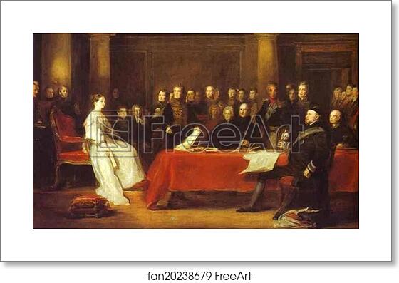 Free art print of The First Council of Queen Victoria by Sir David Wilkie