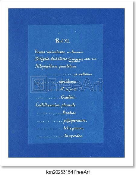 Free art print of Contents list by Anna Atkins Free art print of Contents list by Anna Atkins