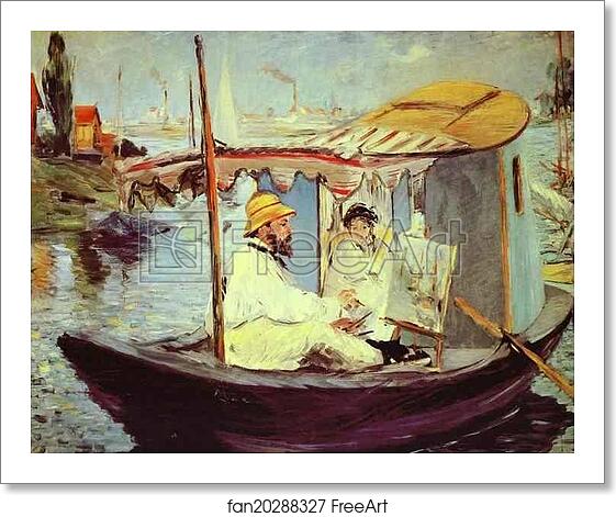 Free art print of Claude Monet Painting on His Studio Boat by Edouard Manet Free art print of Claude Monet Painting on His Studio Boat by Edouard Manet