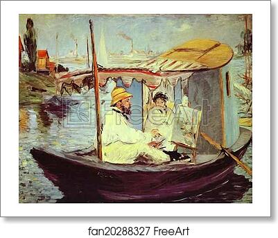 Free art print of Claude Monet Painting on His Studio Boat by Edouard Manet