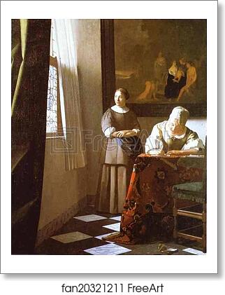 Free art print of Lady Writing a Letter with Her Maid by Jan Vermeer Free art print of Lady Writing a Letter with Her Maid by Jan Vermeer