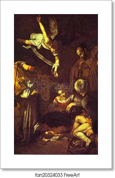 Free art print of Nativity with Saints Francis and Lawrence by Caravaggio