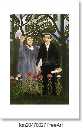 Free art print of The Muse Inspiring the Poet. / La muse inspirant le poete by Henri Rousseau