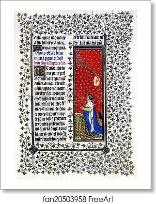 Free art print of The Belles Heures of Jean de France, Duke de Berry. Page with Jean de Berry Praying by Limbourg Brothers