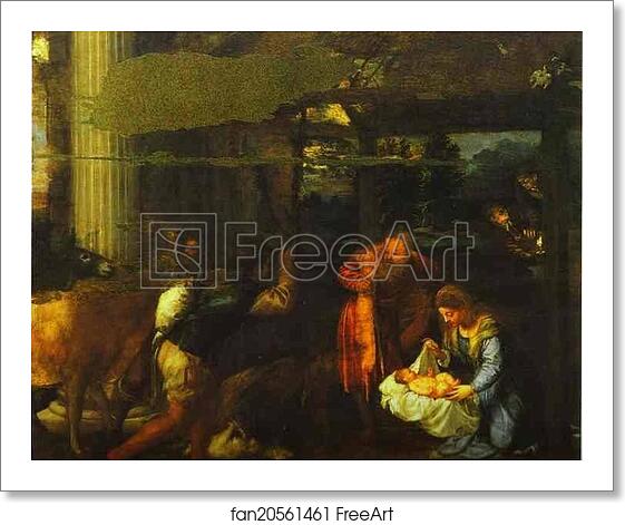 Free art print of Adoration of the Shepherds by Titian