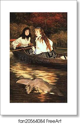 Free art print of On the Thames. A Heron by Jacques Joseph Tissot (A.K.A. James Tissot)