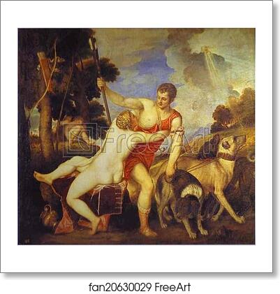 Free art print of Venus and Adonis by Titian