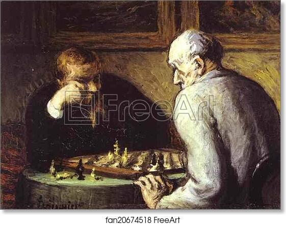 Free art print of Chess-Players by Honoré Daumier
