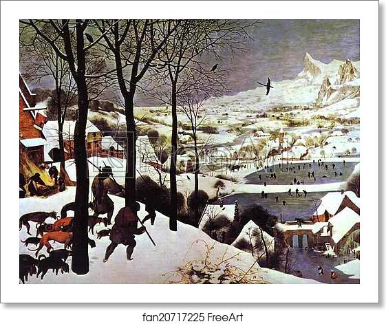 Free art print of The Hunters in the Snow (January) by Pieter Bruegel The Elder