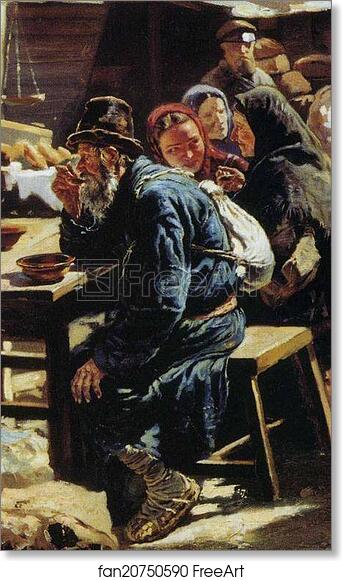 Free art print of Lunch. Study for the painting "Flea market in Moscow". Detail by Vladimir Makovsky