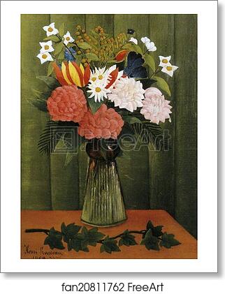 Free art print of Flowers in a Vase. / Bouquet de fleurs by Henri Rousseau