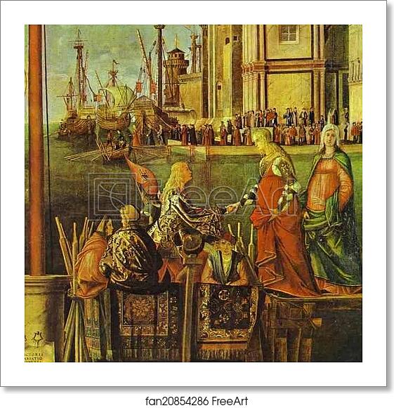 Free art print of The Legend of St. Ursula: The Meeting of the Betrothed and the Departure for the Pilgrimage. Detail by Vittore Carpaccio Free art print of The Legend of St. Ursula: The Meeting of the Betrothed and the Departure for the Pilgrimage. Detail by Vittore Carpaccio